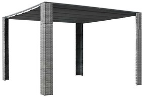 vidaXL szürke és antracit polyrattan pavilon tetővel 300x300x220 cm