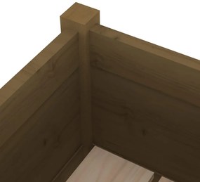 Mézbarna tömör fenyőfa kerti virágtartó 70 x 70 x 70 cm