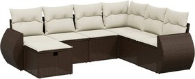 vidaXL 7 részes barna polyrattan kerti ülőgarnitúra párnákkal