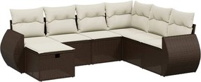 vidaXL 7 részes barna polyrattan kerti ülőgarnitúra párnákkal