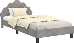 vidaXL Gyerekágy kerettel Világosszürke 90 x 190 cm Bársony