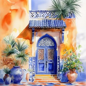 Canvas Vászonkép Arab Építészet Marokkó Ajtó Kerámia 40x40