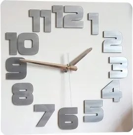 Modern stílusú falióra Akril Logic White_Alumínium Kerek