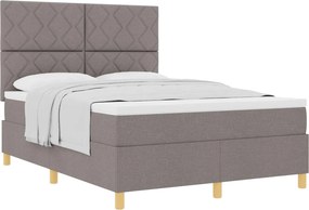 vidaXL Boxrugós ágy matracmal fejtámlával Tópszínű 160 x 200 cm szövet