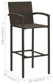 4 db barna polyrattan bárszék