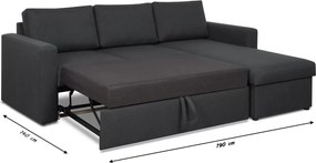 INTARI Kinyitható sarokkanapé Fekete