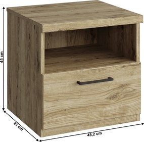 Éjjeliszekrény 1S, navarra tölgy, DORSI