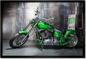 Poszterek keretben 60x40 Zöld chopper Motorkerékpár