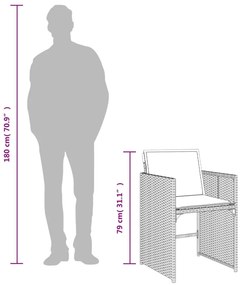 vidaXL 7 részes vegyes bézs polyrattan kerti étkezőgarnitúra párnákkal