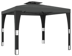 antracitszürke acél dupla tetős pavilon 2,98 x 2,98 m