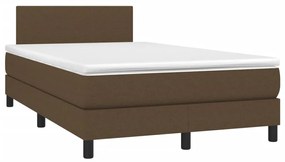 barna szövet rugós és LED-es ágy matraccal 120x190 cm