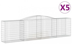 vidaXL 5 db íves horganyzott vas gabion kosár 400x50x100/120 cm