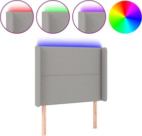 vidaXL világosszürke szövet LED-es fejtámla 93x16x118/128 cm
