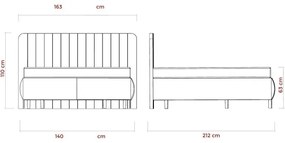 ALEXA bézs kárpitozott ágy matracokkal és ágyneműtárolóval 140x200 cm
