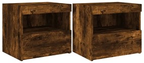 2 db sonoma tölgy éjjeliszekrény LED-fényekkel 50x40x45 cm