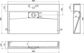 Mexen Ava pult feletti mosdókagyló konglomerátumból 1/O 80 x 46 cm, fehér - 23018001