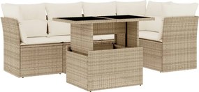 vidaXL 6 részes bézs polyrattan kerti ülőgarnitúra párnával