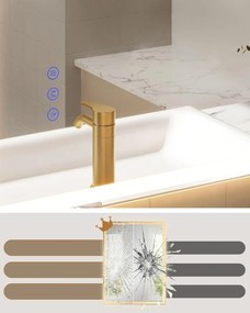 SONGMICS LED-es fürdőszobai tükör, 71x51 cm, páramentesítő funkció, fehér