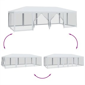 Fehér HDPE rendezvénysátor 12 hálós oldalfallal 8 x 4 m