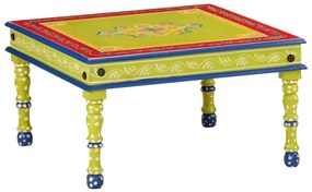 kézzel festett zöld tömör mangófa dohányzóasztal