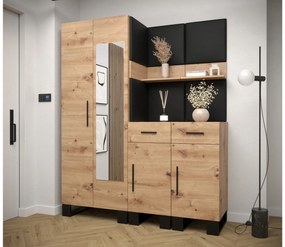 Előszobabútor Amanda 15 (artisan tölgy + fekete öko-bőr). 1085991