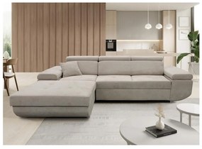 CASTELO balos L alakú, ággyá alakítható sarokkanapé tárolóval, szürke