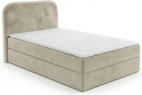 Kárpitozott boxspring ágy FORENA 90x200 cm krém színű Matrac: Bonell rugós matrac