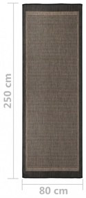 sötétbarna lapos szövésű kültéri szőnyeg 80 x 250 cm