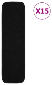 vidaXL 15 db fekete négyszögű csúszásmentes lépcsőszőnyeg 75 x 20 cm