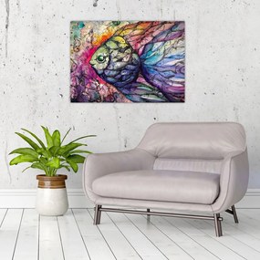 Kép - színes hal (üvegen) (70x50 cm)