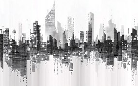 Fotótapéta Flizelina Grafika B&w Város Panoráma Felhőkarcolók 416x254 ragasztó