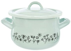 Orion LOUKA zománcozott edény, fedővel 16 cm, zöld