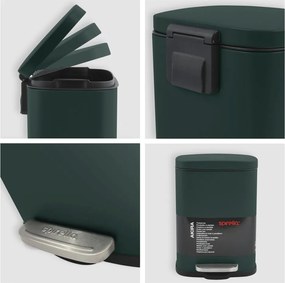 Sötétzöld acél pedálos szemetes 5 l Akira – Spirella