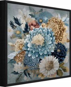 Vászonkép Fekete Keretben Fém Virágok Absztrakt Loft Nappali Hálószoba 50x50