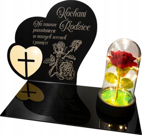 Dekoráció sírra Gravírozott Gyertyatartó alátét temetőbe Rózsa Szülőknek