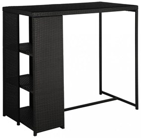 5 darabos fekete polyrattan kerti bárszett párnákkal