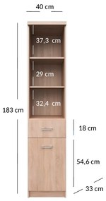 Regál Tianna (szonoma tölgy). Akció -17%. 1053326
