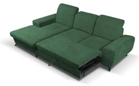Kihúzható balos L-alakú kárpitozott ülőgarnitúra ALTA, tárolóval, zöld