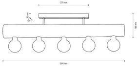 Spot-Light DO6997556 - TRABO felületre szerelhető csillár 5xE27/60W/230V, fenyő