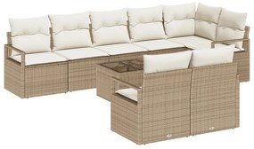 9 részes kerti kanapészett párnákkal Barna Poly Rattan