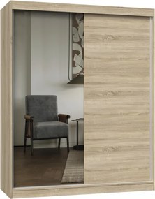 IGA 160 A/B tolóajtós gardróbszekrény 120x61x200, 1 tükörrel / sima, sonoma