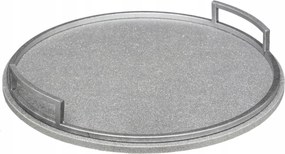 Ezüst Tálca Kerek Fogantyúkkal Csillámos Tálaló Állvány Átm. 37 CM