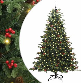 vidaXL Mű karácsonyfa 300 LED-del Zöld 240 cm PVC és Fém és Műanyag