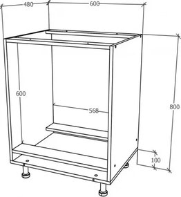 Benita Beépíthető konyhaszekrény Fehér 60x50x80 cm