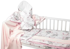 6-ti műhely előnyei. készlet ajándékot baby Baby Nellys, 120x90 Elefánt és Szivárvány, rózsaszín / fehér 120x90