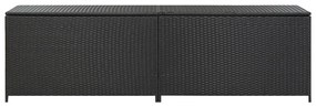 Fekete polyrattan kerti tárolóláda 200 x 50 x 60 cm