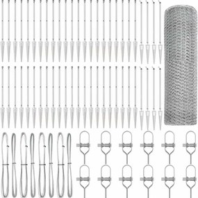 vidaXL Kerítésoszlop Ezüst 100 x 0,4 m (13 mm háló) Acél