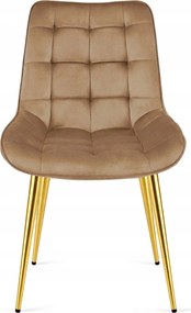 Barna étkezőszék BERA bársony arany lábakkal