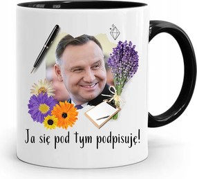 Andrzej Duda Elnök Fekete Bögre Ajándék fényképes nyomtatással