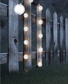 Globo 33971W Solar fényfüzér, 3 méter hosszú 10 db fehér gömbbel, IP44, akkumulátorral: AA 600mAh 1,2V, Ø75mm, tartozék: 10xLED 0,06W 3,2V, fehér fény